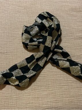 Vintage Checkerboard Sequin Scarf - Black & Silver